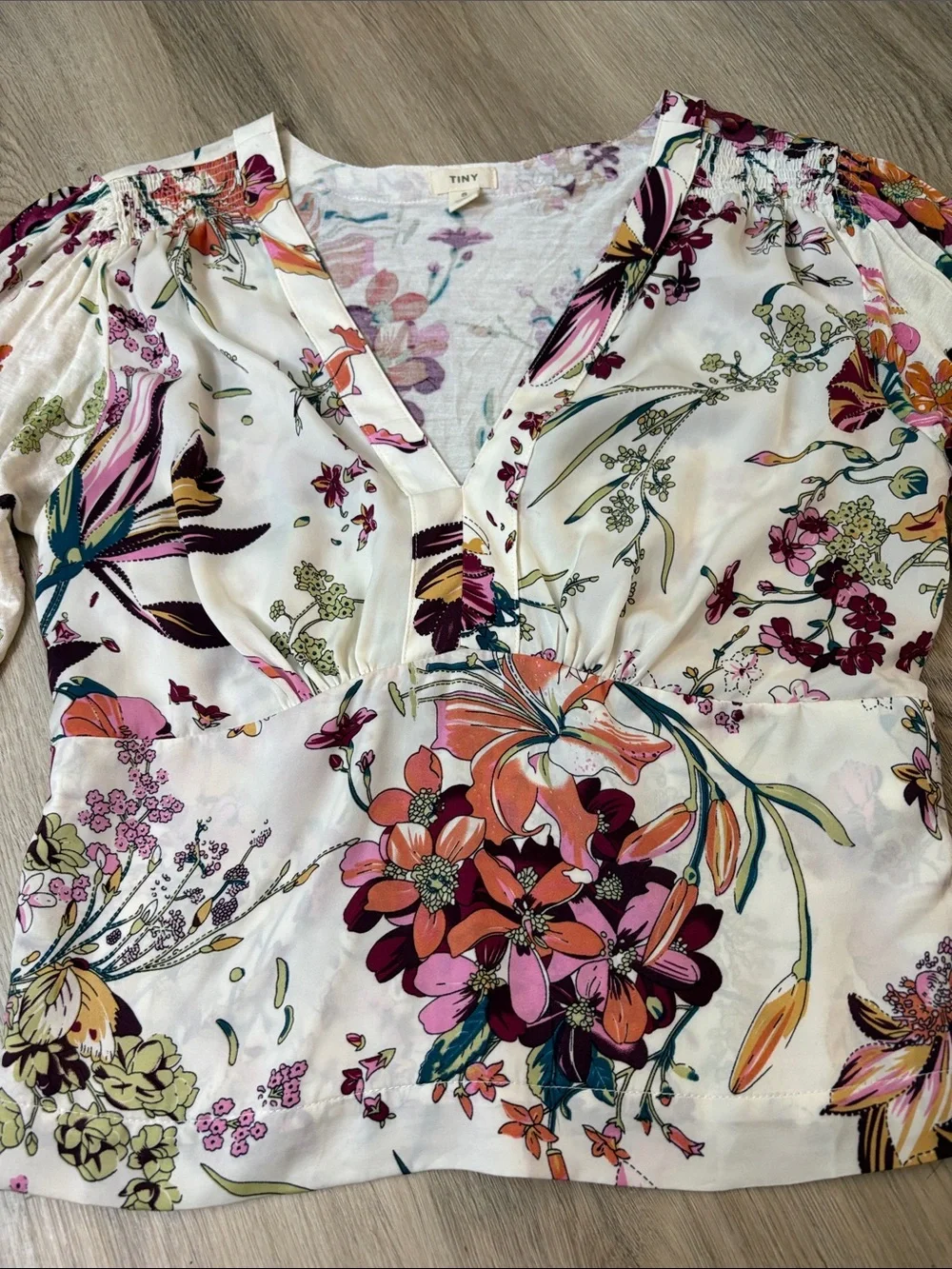 Anthropologie TINY Adelaide Floral Puff Sleeve Blouse Size Small boho festival